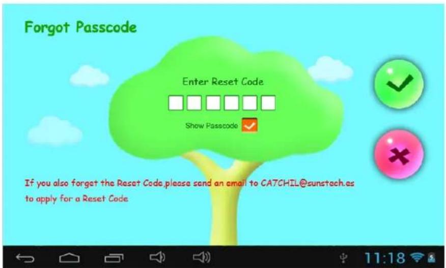 Sunstech CA7CHIL - 1.4.1.4.3: Code d'accès en mode Contrôle parental oublié - 1