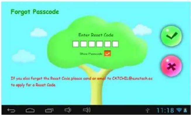 Sunstech CA7CHIL - 1.4.1.4.3: Esqueceu a Palavra-passe Parental - 1