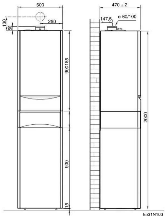 DE DIETRICH BC 80 D - Dimensions principales - 2