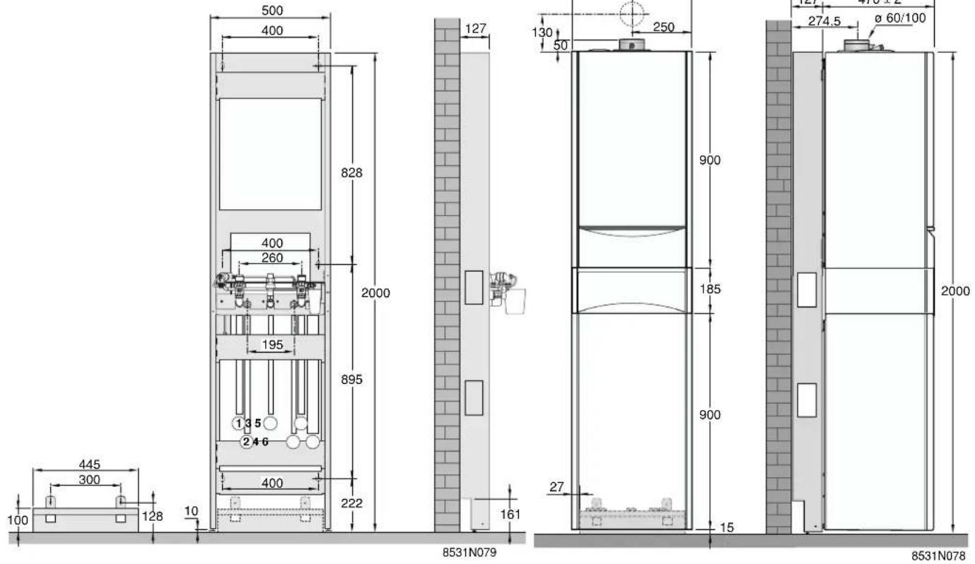 DE DIETRICH BC 80 D - Dimensions principales - 1