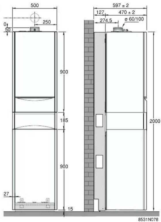 DE DIETRICH BC 80 D - Dimensioni principali - 2