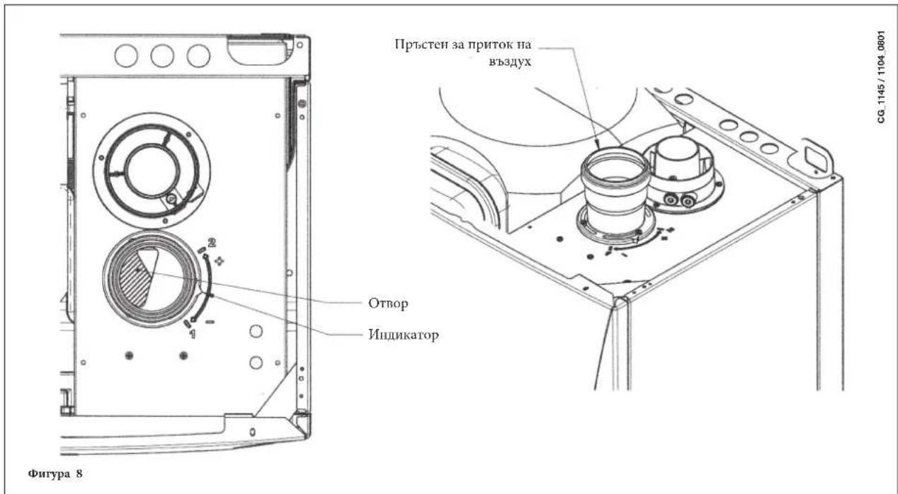 DE DIETRICH MS 24 BIC - Настройка на въздушния регулатора при раздвоения отвод - 1