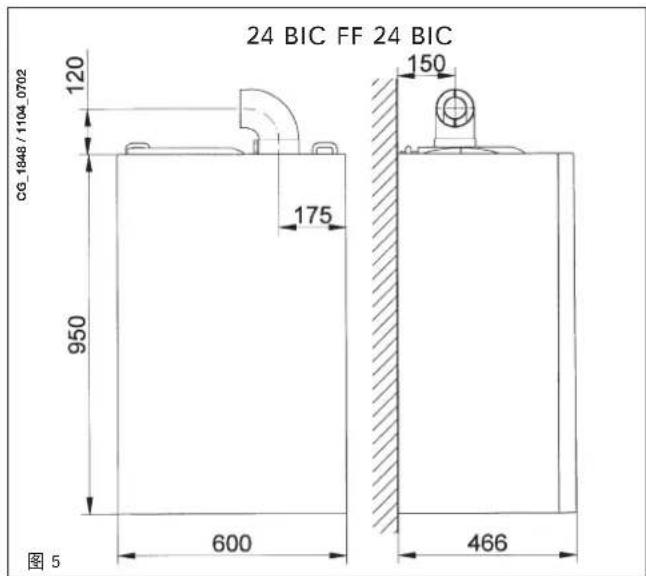 DE DIETRICH MS 24 BIC - 锅炉尺寸 - 1