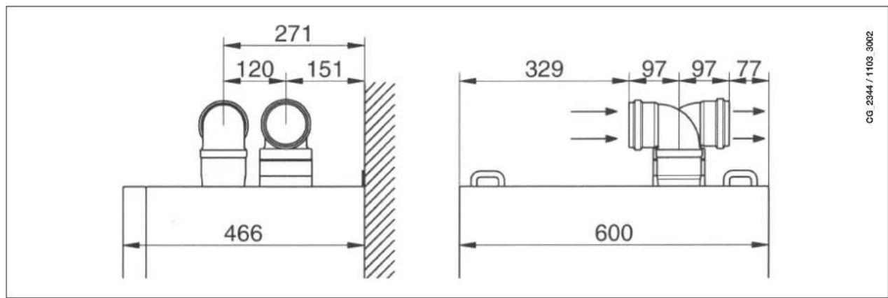 DE DIETRICH MS 24 BIC - DIMENSIONS D'ENCOMBREMENT ASPIRATION-ÉVACUATION SÉPARÉS - 1