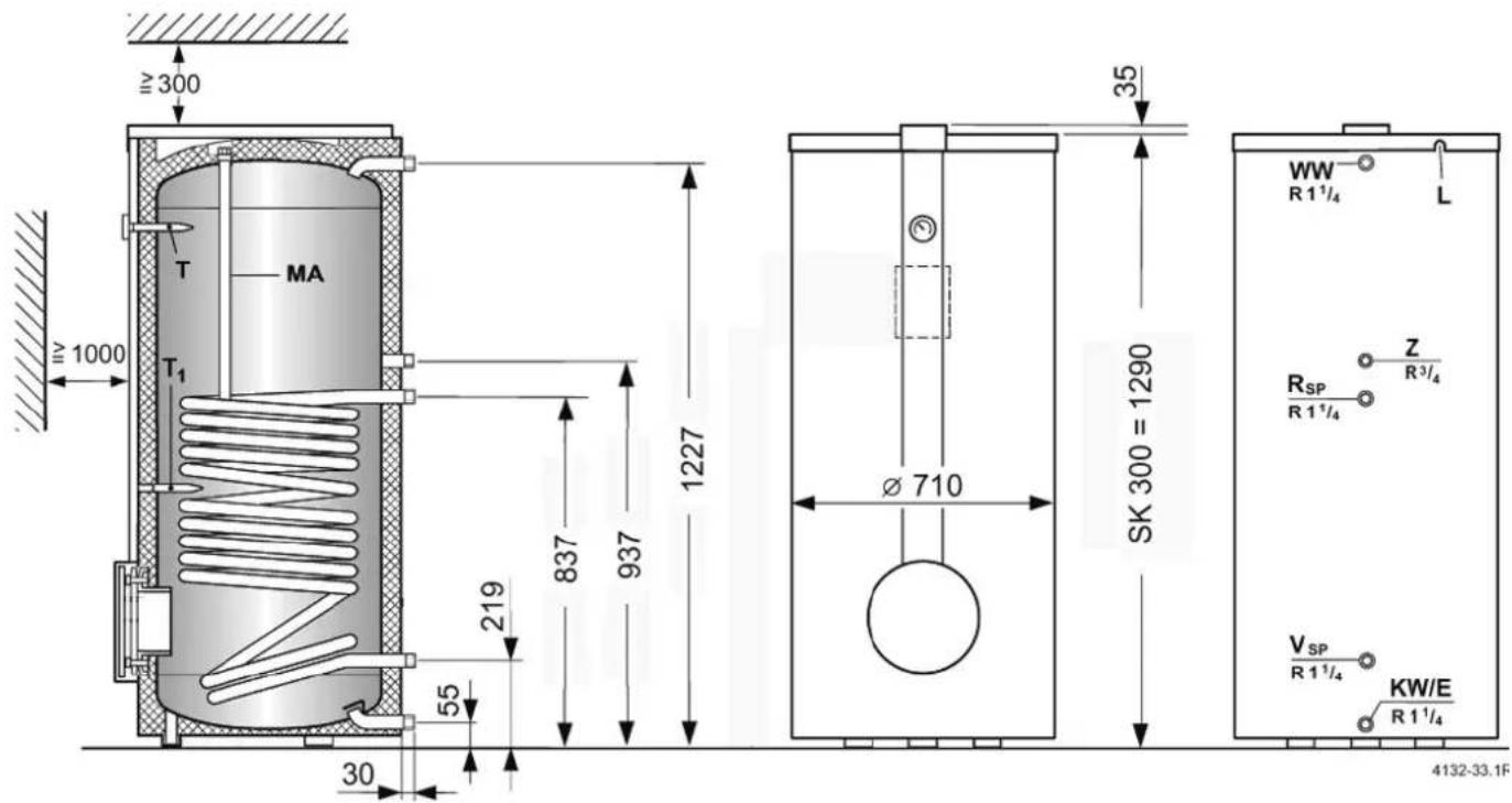 Junkers SK 3003 ZB - AANSLUITINGEN EN AFMETINGEN 1. RACCORDEMENTS ET DIMENSIONS - 2
