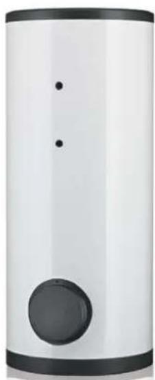 White cylindrical device with black buttons and a circular button, no visible text or symbols