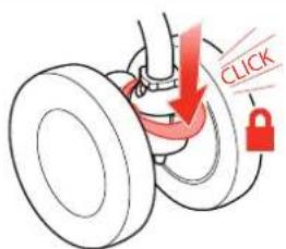 MACLAREN Quest Sport - ACTIONNEMENT DU DISPOSITIF ANTI-PIVOTEMENT DES ROUES AVANT - 1
