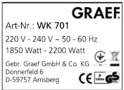 GRAEF WK701 - TECHNISCHE DATEN - 1
