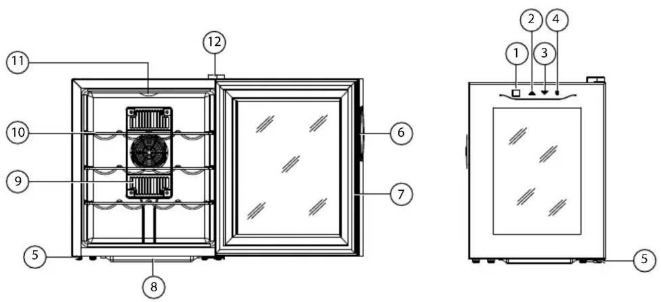 Technical diagram of a dual-chamber heating unit with numbered components and labeled parts