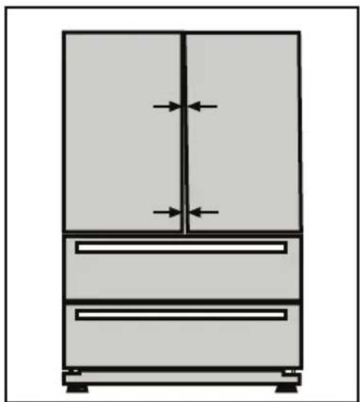 BEKO GNE 60520 DX - Réglage du jeu entre les portes supérieures - 1