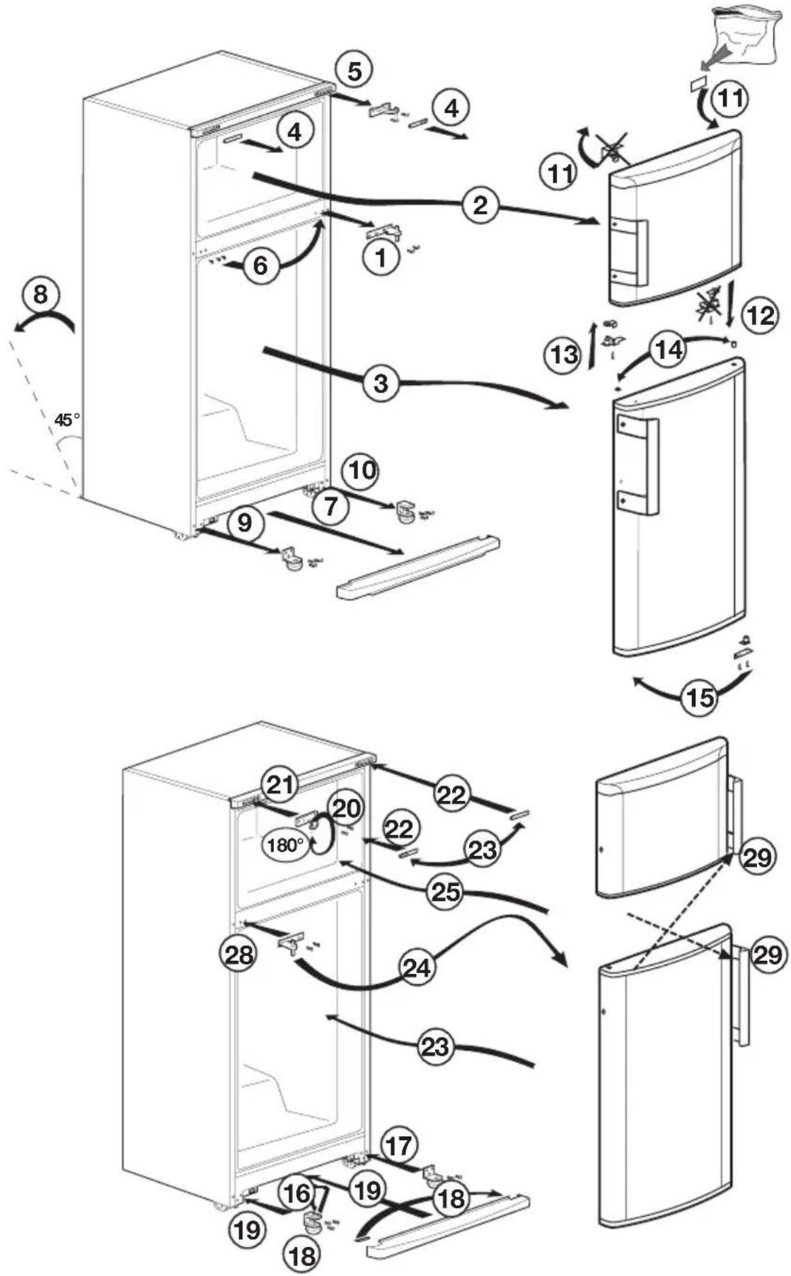 BEKO DS 145100 - Перенавішування дверцят - 1