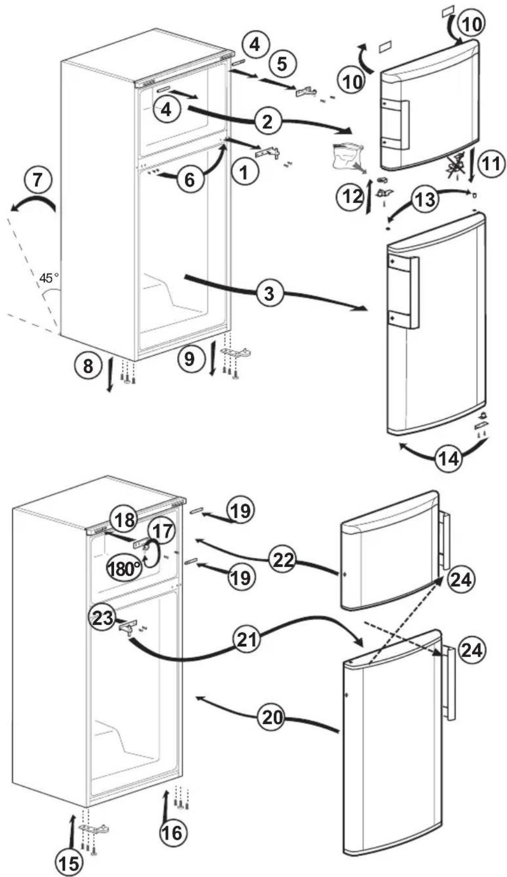 BEKO DS 145100 - Перевешивание дверей - 1