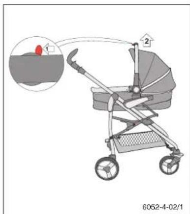 Storchenmuhle Birillo buggy - Aufsetzen der Babywanne auf den Rahmen - 2