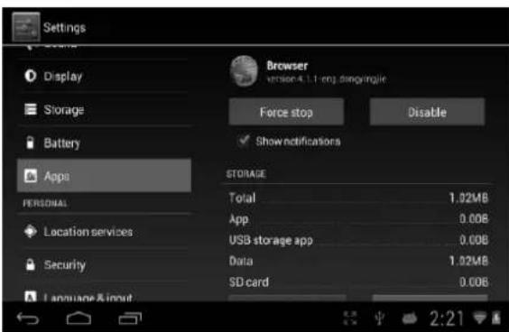 LENCO TAB1035 - Désiinstallier des applications - 1