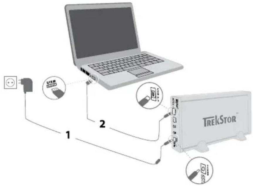 TrekStor MovieStation maxi t.uc - 2) 3'єднання TrekStor MovieStation з комп'ютером - 1