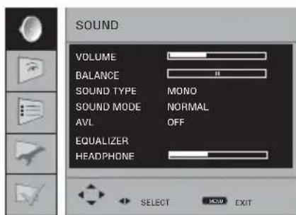 BEKO 40 LMLCDC33 - The settings on your new television: Setting up the Sound Menu - 1