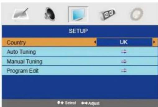 LENCO DVT2421 - Options du menu Configuration (source TV) - 1