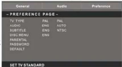 LENCO DVT228 - Preference page - 1