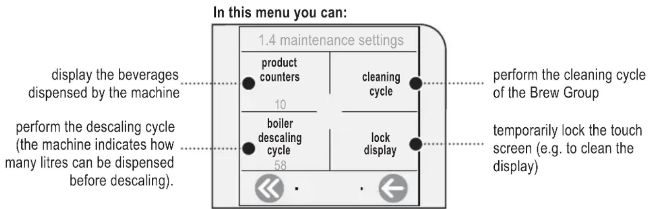 GAGGIA Platinum Vogue - MAINTENANCE SETTINGS - 1