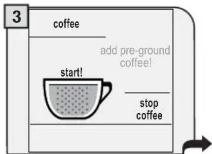 GAGGIA Platinum Vogue - INSERT ONLY ONE SCOOP OF GROUND COFFEE AT A TIME. TWO CUPS OF COFFEE CANNOT BE DISPENSED AT THE SAME TIME. - 3