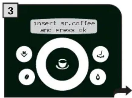 GAGGIA Platinum Swing Up - ONLY INSERT ONE SCOOP OF GROUND COFFEE AT A TIME. TWO CUPS OF COFFEE CANNOT BE DISPENSED AT THE SAME TIME. - 3