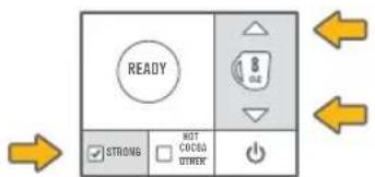 Keurig KCup 2.0 Brewer K450 - Select a Brew Size. Select STRONG if desired. (STRONG setting is for coffee.) - 1