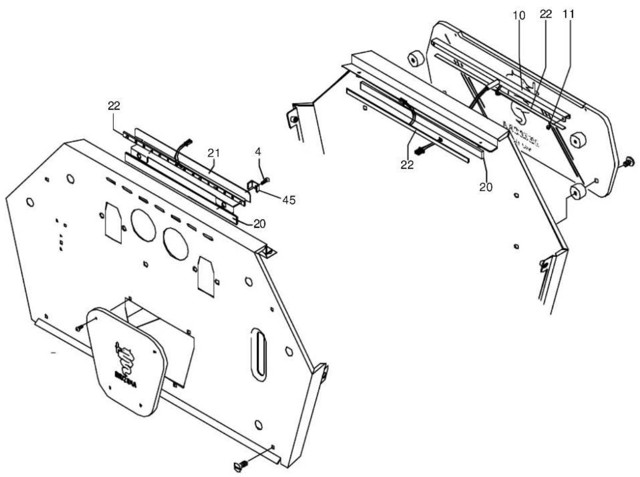 Technical diagram of a device with numbered components, showing internal structure and assembly views