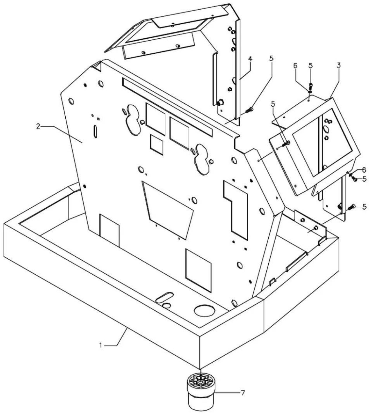 Technical diagram of an electronic device with numbered components for identification