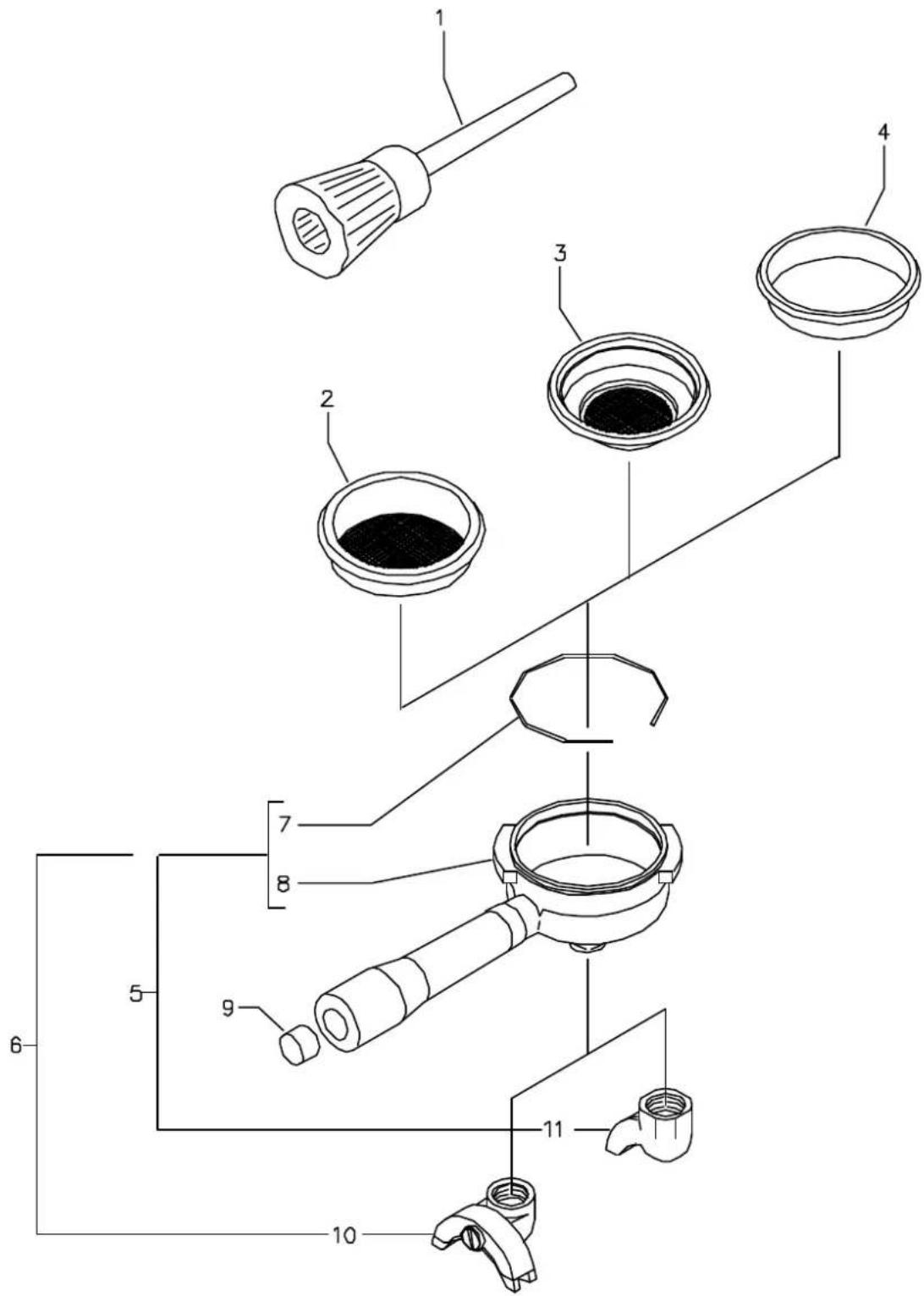 Technical diagram of a mechanical assembly with numbered components for identification