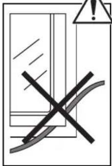 Warning symbol with crossed black lines and exclamation mark, indicating incorrect safety or hazard