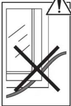 Warning symbol with crossed black lines and exclamation mark, indicating incorrect safety or hazard
