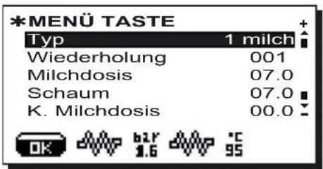 Faema Barcode - Menu Tastenbelegung - Selektion Milch - 1