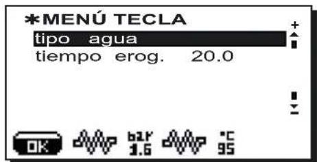 Faema Barcode - Menu tecla -Selección Agua Caliente - 1