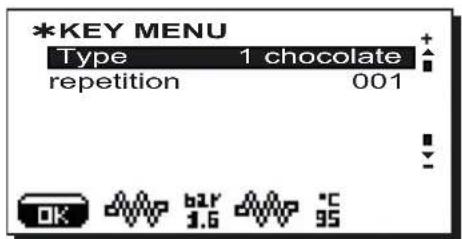 Faema Barcode - Key menu - Chocolate / Solubles selection (where contemplated) - 1
