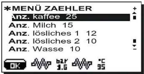Faema Barcode - Datenmenu: ZÄHLER - 2