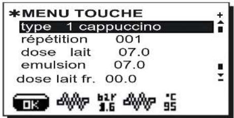 Faema Barcode - Menu touche - sélection cappuccino - 1