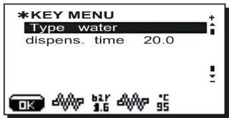 Faema Barcode - Key menu - Hot water selection - 1