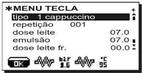 Faema Barcode - Menu tecla - Selecção "Cappuccino" - 1