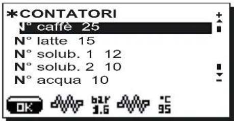Faema Barcode - Menu DATI: CONTATORI - 2