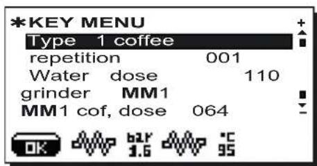 Faema Barcode - Key menu - Coffee selection - 1