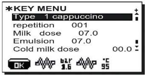 Faema Barcode - Key menu - Cappuccino selection - 1