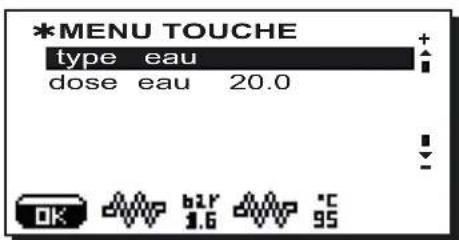 Faema Barcode - Menu touche - sélection eau chaude - 1