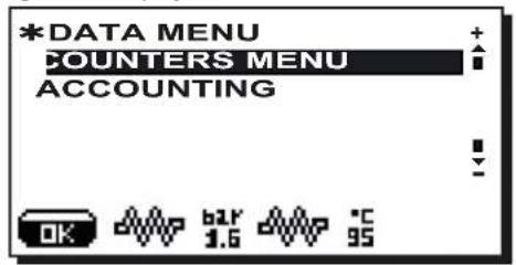 Faema Barcode - DATA menu: COUNTERS - 1