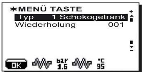 Faema Barcode - Menu Tastenbelegung - Selektion Schokogetränk / Lösliche (falls vorgesehen) - 1