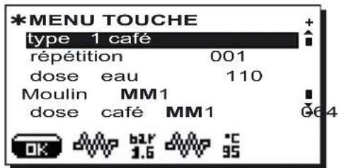 Faema Barcode - Menu touche - sélection café - 1