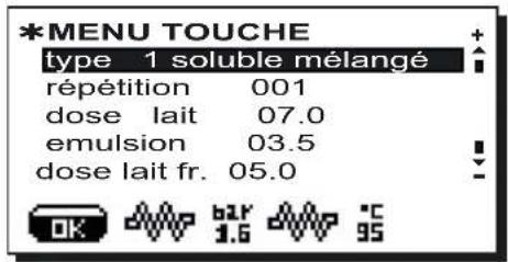 Faema Barcode - Menu touche - sélection soluble mélange (dans les cas prévus) - 1
