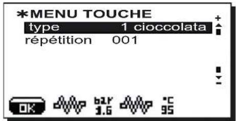 Faema Barcode - Menu touche - sélection chocolat / solubles (dans les cas prévus) - 1