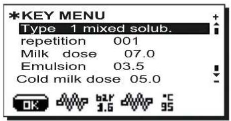 Faema Barcode - Key menu - Mixed soluble selection (where contemplated) - 1