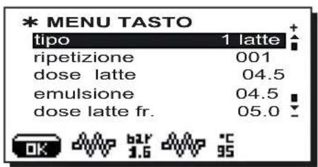 Faema Barcode - Menu tasto - Sezione Latte - 1
