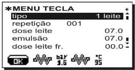 Faema Barcode - Menu tecla - Selecção Leite - 1